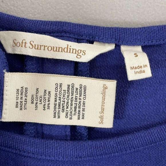 Soft Surroundings Top Women's Small Blue Long Sleeve Buttons Lace - Picture 13 of 17